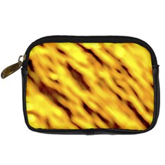 Yellow  Waves Abstract Series No8 Digital Camera Leather Case by DimitriosArt