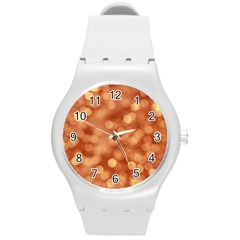 Light Reflections Abstract No7 Peach Round Plastic Sport Watch (m) by DimitriosArt