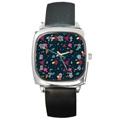 Bright Mushrooms Square Metal Watch by SychEva