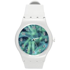 Blue Abstract Stars Round Plastic Sport Watch (m) by DimitriosArt