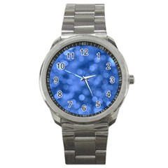 Light Reflections Abstract No5 Blue Sport Metal Watch by DimitriosArt