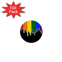 Gay Pride Flag Rainbow Drip On Black Blank Black For Designs 1  Mini Buttons (100 Pack)  by VernenInk
