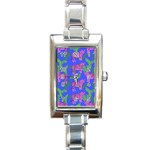 Pink Tigers On A Blue Background Rectangle Italian Charm Watch