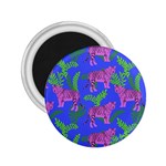 Pink Tigers On A Blue Background 2.25  Magnets