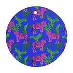 Pink Tigers On A Blue Background Ornament (Round)