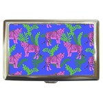 Pink Tigers On A Blue Background Cigarette Money Case