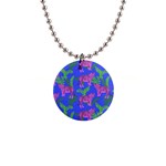 Pink Tigers On A Blue Background 1  Button Necklace
