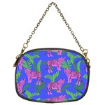 Pink Tigers On A Blue Background Chain Purse (Two Sides)