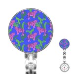 Pink Tigers On A Blue Background Stainless Steel Nurses Watch
