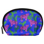 Pink Tigers On A Blue Background Accessory Pouch (Large)