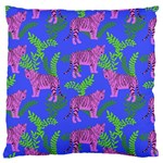Pink Tigers On A Blue Background Standard Flano Cushion Case (One Side)