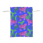 Pink Tigers On A Blue Background Lightweight Drawstring Pouch (S)