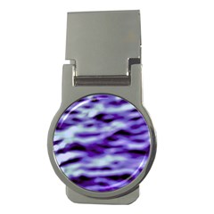 Purple  Waves Abstract Series No3 Money Clips (round)  by DimitriosArt