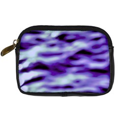 Purple  Waves Abstract Series No3 Digital Camera Leather Case by DimitriosArt