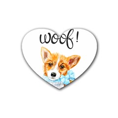 Welsh Corgi Pembrock With A Blue Bow Rubber Heart Coaster (4 Pack) by ladynatali