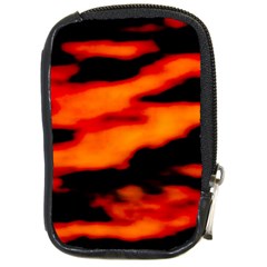 Red  Waves Abstract Series No13 Compact Camera Leather Case by DimitriosArt