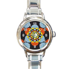 Abstract Pattern Geometric Backgrounds   Round Italian Charm Watch by Eskimos