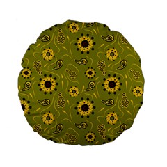 Floral Pattern Paisley Style  Standard 15  Premium Flano Round Cushions by Eskimos