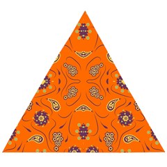 Floral Pattern Paisley Style  Wooden Puzzle Triangle by Eskimos