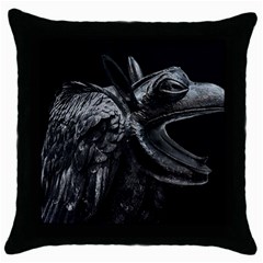 Creepy Monster Bird Portrait Artwork Throw Pillow Case (black) by dflcprintsclothing