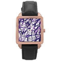3d Lovely Geo Lines X Rose Gold Leather Watch  by Uniqued