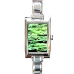 Green  Waves Abstract Series No13 Rectangle Italian Charm Watch by DimitriosArt
