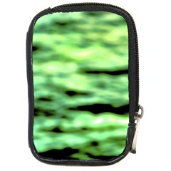 Green  Waves Abstract Series No13 Compact Camera Leather Case by DimitriosArt