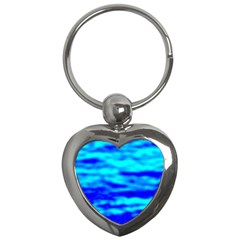 Blue Waves Abstract Series No12 Key Chain (heart) by DimitriosArt