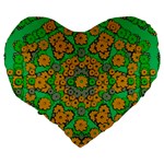 Stars Of Decorative Colorful And Peaceful  Flowers Large 19  Premium Flano Heart Shape Cushions Back