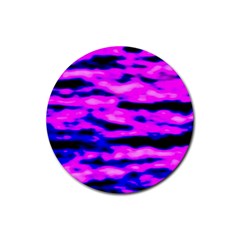 Purple  Waves Abstract Series No6 Rubber Coaster (round) by DimitriosArt