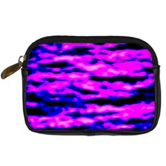 Purple  Waves Abstract Series No6 Digital Camera Leather Case by DimitriosArt