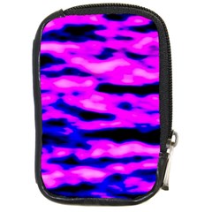 Purple  Waves Abstract Series No6 Compact Camera Leather Case by DimitriosArt