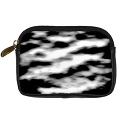 Black Waves Abstract Series No 2 Digital Camera Leather Case by DimitriosArt