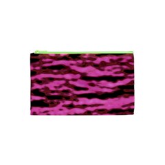 Pink  Waves Abstract Series No1 Cosmetic Bag (xs) by DimitriosArt