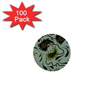 Floral pattern paisley style Paisley print.  1  Mini Buttons (100 pack)  Front