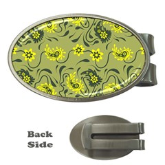 Floral Pattern Paisley Style Paisley Print   Money Clips (oval)  by Eskimos