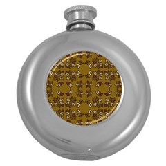 Abstract Pattern Geometric Backgrounds   Round Hip Flask (5 Oz) by Eskimos