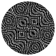 Black And White Abstract Tribal Print Round Trivet by dflcprintsclothing