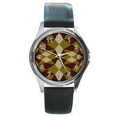 Abstract Pattern Geometric Backgrounds   Round Metal Watch by Eskimos