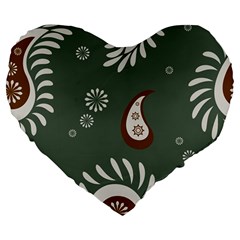 Floral Pattern Paisley Style Paisley Print  Doodle Background Large 19  Premium Flano Heart Shape Cushions by Eskimos