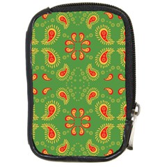 Floral Pattern Paisley Style Paisley Print  Doodle Background Compact Camera Leather Case by Eskimos