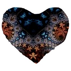 Fractal Large 19  Premium Heart Shape Cushions by Sparkle