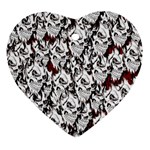 Demonic Skulls pattern, spooky horror, Halloween theme Heart Ornament (Two Sides)