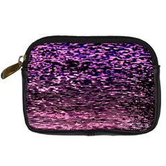 Purple  Waves Abstract Series No2 Digital Camera Leather Case by DimitriosArt