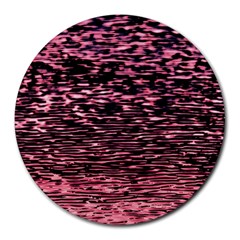 Pink  Waves Flow Series 11 Round Mousepads by DimitriosArt