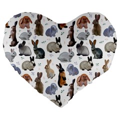 Funny Bunny Large 19  Premium Flano Heart Shape Cushions by SychEva
