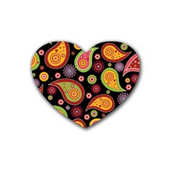 Paisley Pattern Design Rubber Coaster (heart) by befabulous