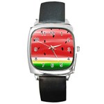 Painted watermelon pattern, fruit themed apparel Square Metal Watch