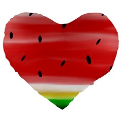 Painted Watermelon Pattern, Fruit Themed Apparel Large 19  Premium Flano Heart Shape Cushions by Casemiro