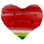 Painted watermelon pattern, fruit themed apparel Large 19  Premium Flano Heart Shape Cushions